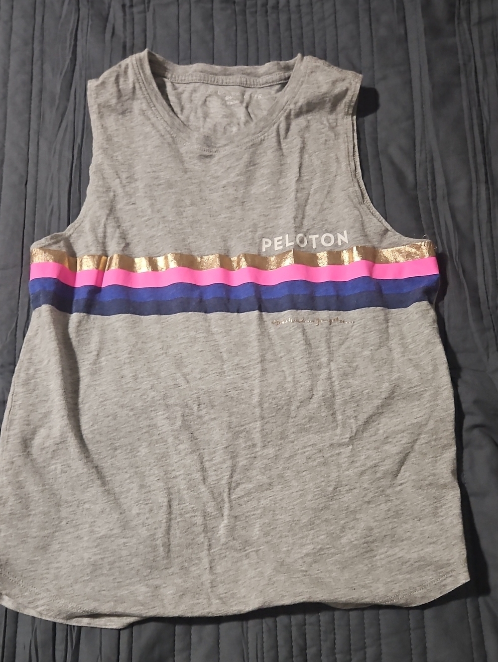Peloton Gray Tank Top with Multicolor Stripes